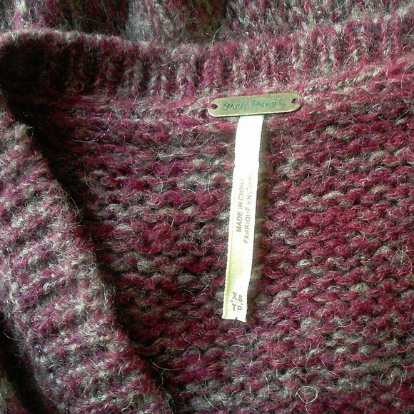 Free People Magenta Heather Faux Wrap Sweater XS - Picture 7 of 9